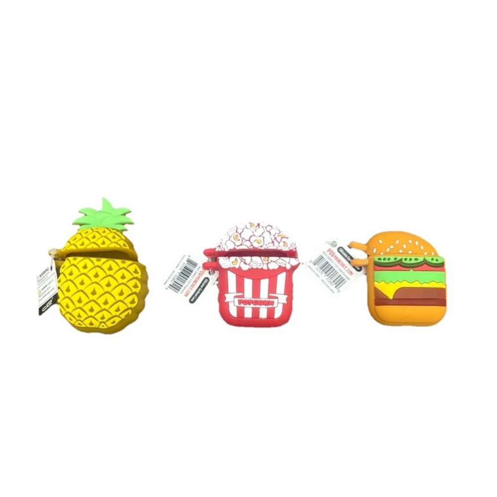 Pod Munchies Silicone Earbud Case Set of 3– Burger, Popcorn & Pineapple